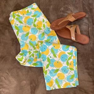 Lilly Pulitzer Vintage Lemon and Blueberry Print Cropped Pants
